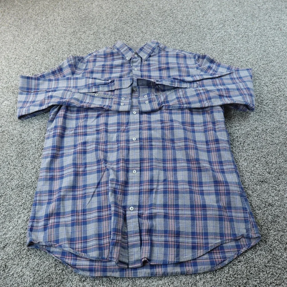Banana Republic‎ Shirt Mens XLT Blue Plaid Flannel Button Up Long Sleeve Outdoor